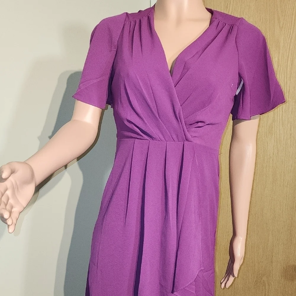 Maggy London Vibrant Purple Midi Dress - Picture 3 of 12